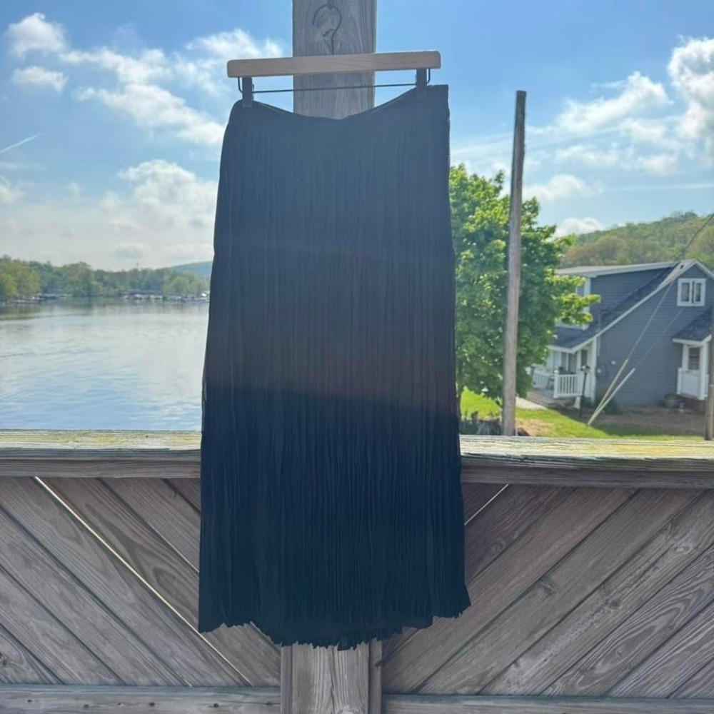 Vintage Black Pleated Maxi Skirt Women's Plus Size 1X Maggie Barnes Witchy Goth